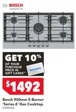Harvey Norman Bosch 900mm 5-Burner 'Series 6' Gas Cooktop offer