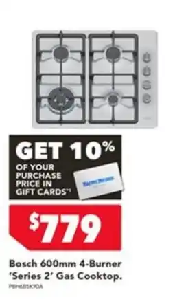 Harvey Norman Bosch 600mm 4-Burner 'Series 2' Gas Cooktop offer