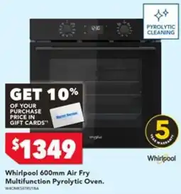 Harvey Norman Whirlpool 600mm Air Fry Multifunction Pyrolytic Oven offer