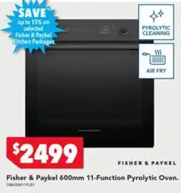 Harvey Norman Fisher & Paykel 600mm 11-Function Pyrolytic Oven offer
