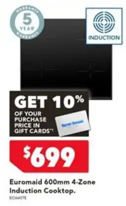 Harvey Norman Euromaid 600mm 4-Zone Induction Cooktop offer