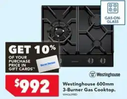 Harvey Norman Westinghouse 600mm 3-Burner Gas Cooktop offer