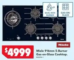 Harvey Norman Miele 916mm 5-Burner Gas-on-Glass Cooktop offer