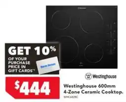 Harvey Norman Westinghouse 600mm 4-Zone Ceramic Cooktop offer