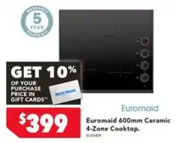 Harvey Norman Euromaid 600mm Ceramic 4-Zone Cooktop offer