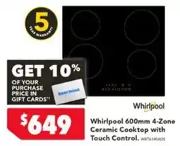 Harvey Norman Whirlpool 600mm 4-Zone Ceramic Cooktop with Touch Control offer