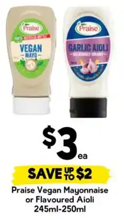 Drakes Praise Vegan Mayonnaise or Flavoured Aioli offer