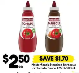 Drakes MasterFoods Standard Barbecue or Tomato Sauce offer