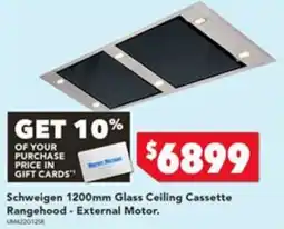 Harvey Norman Schweigen 1200mm Glass Ceiling Cassette Rangehood - External Motor offer