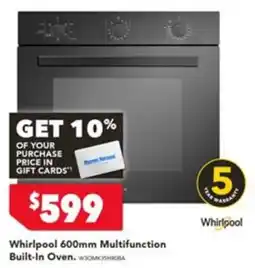 Harvey Norman Whirlpool 600mm Multifunction Built-In Oven offer
