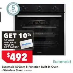 Harvey Norman Euromaid 600mm 5-Function Built-In Oven - Stainless Steel offer
