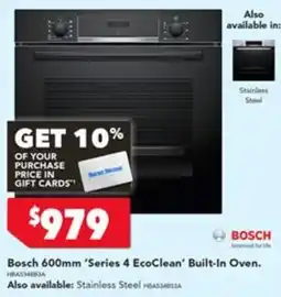 Harvey Norman Bosch 600mm 'Series 4 EcoClean' Built-In Oven offer