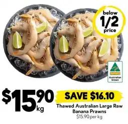 Drakes Thawed Australian Large Raw Banana Prawns offer