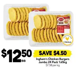 Drakes Ingham's Chicken Burgers offer