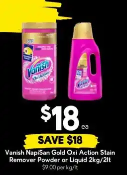 Drakes Vanish NapiSan Gold Oxi Action Stain Remover Powder or Liquid offer