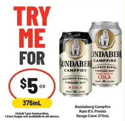IGA Bundaberg Campfire Rum 6% Premix offer