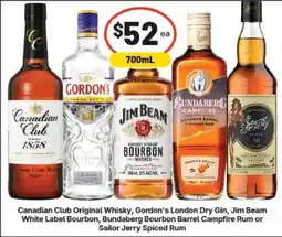 IGA Canadian Club Original Whisky, Gordon's London Dry Gin, Jim Beam White Label Bourbon, Bundaberg Bourbon Barrel offer