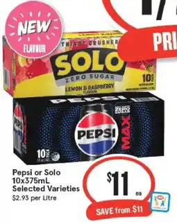IGA Pepsi or Solo Selected Varieties offer
