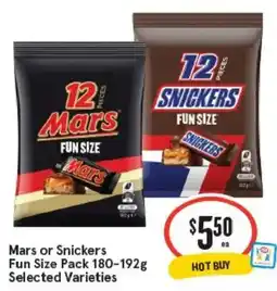 IGA Mars or Snickers Fun Size Pack Selected Varieties offer