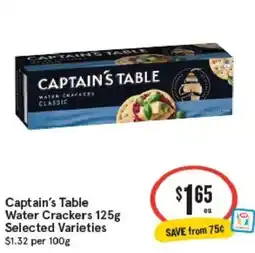 IGA Captain's Table Water Crackers Selected Varieties offer