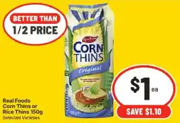 IGA Real Foods Corn Thins offer