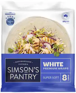 Coles Simson's Pantry Premium White Wraps 528g offer
