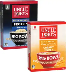 Coles Uncle Tobys Big Bowl Oats Sachets offer