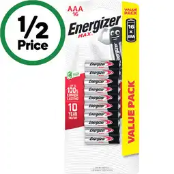 Woolworths Energizer Max Batteries AA or AAA Pk 16 offer