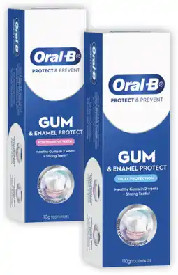 Coles Oral B Gum & Enamel Sensitive or Daily Protection Toothpaste 110g offer