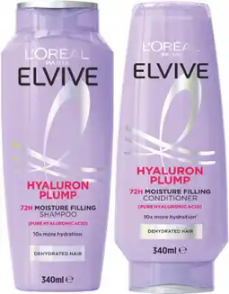 Coles L'Oréal Elvive Hyaluron Plump Shampoo or Conditioner 340mL offer