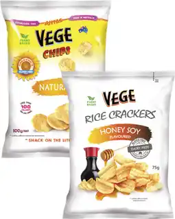 Coles Vege Chips 100g or Rice Crackers 75g offer