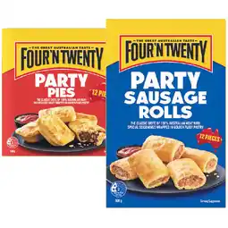 Woolworths Four’N Twenty Party Pies or Sausage Rolls 500-600g Pk 12 offer