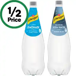 Woolworths Schweppes Lemonade or Soda Water Varieties 1.1 Litre offer