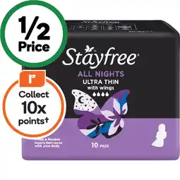 Woolworths Stayfree All Nights Ultra Thin Pads with Wings offer