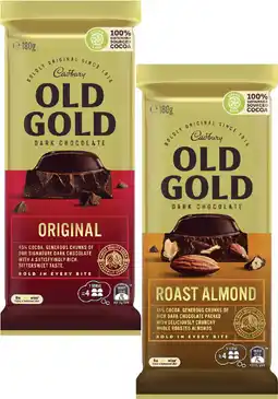 Coles Cadbury Old Gold Block Chocolate-180g offer
