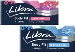 Coles Libra Body Fit Tampons Regular or Super 16 Pack offer