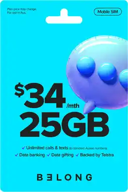 Coles Belong $34 Mobile SIM offer
