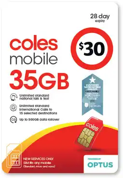 Coles Coles Mobile $30 Prepaid SIM offer