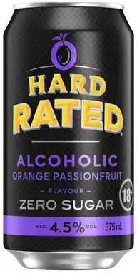 Coles Hard Rated Orange Passionfruit Zero Sugar Cans offer