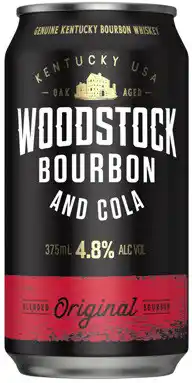 Coles Woodstock Bourbon & Cola 4.8% Cans offer