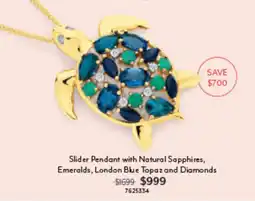 Angus & Coote Slider Pendant with Natural Sapphires, Emeralds, London Blue Topaz and Diamonds offer
