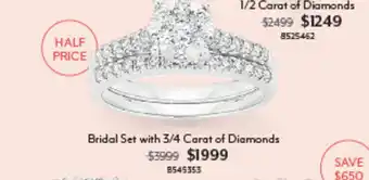 Angus & Coote Bridal Set with 3/4 Carat of Diamonds offer