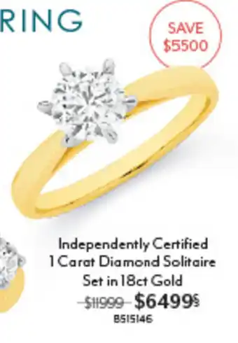 Independently Certified 1 Carat Diamond Solitaire Set in 18ct Gold