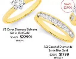 Angus & Coote 1/2 Carat Diamond Solitaire Set in 18ct Gold offer