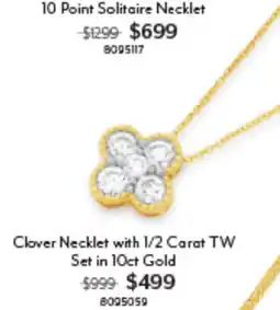 Angus & Coote Clover Necklace with 1/2 Carat TW Set in 10ct Gold offer