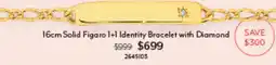 Angus & Coote 16cm Solid Figaro 1+1 Identity Bracelet with Diamond offer