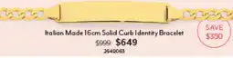 Angus & Coote Italian Made 16cm Solid Curb Identity Bracelet offer