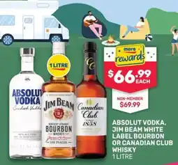 SipnSave Absolut Vodka, Jim Beam White Label Bourbon or Canadian Club Whisky offer