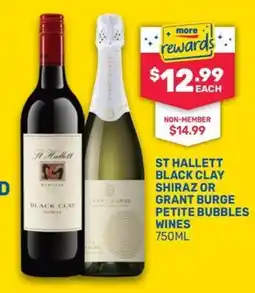 SipnSave St Hallett Black Clay Shiraz or Grant Burge Petite Bubbles Wines offer