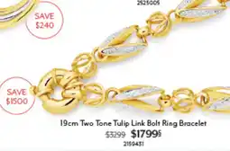 Angus & Coote 19cm Two Tone Tulip Link Bolt Ring Bracelet offer